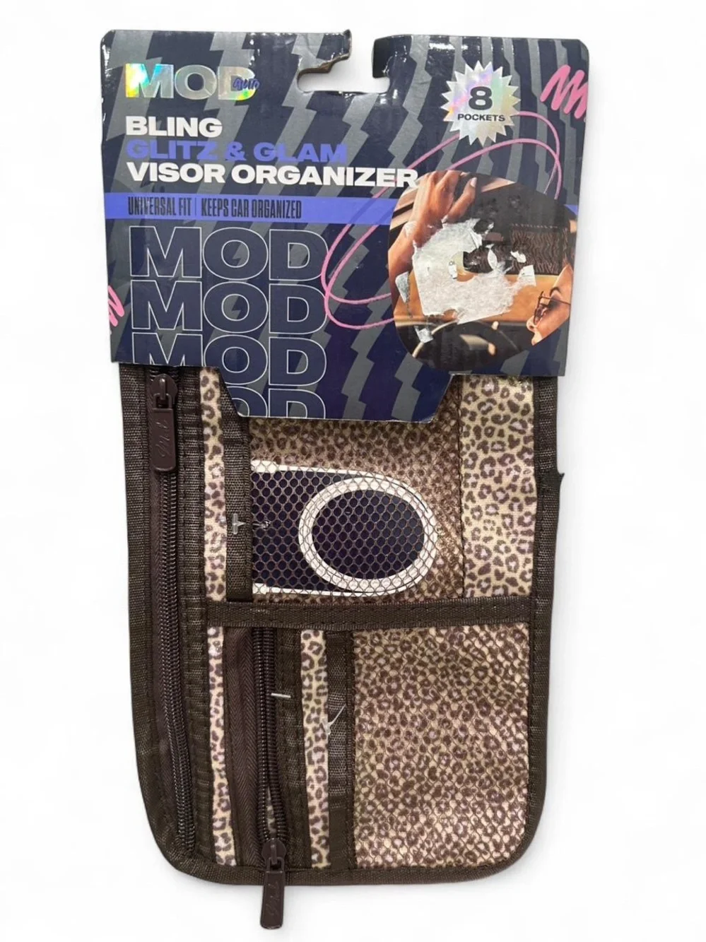 Mod Bling Glitz & Glam Leopard Visor Organizer - Brown
